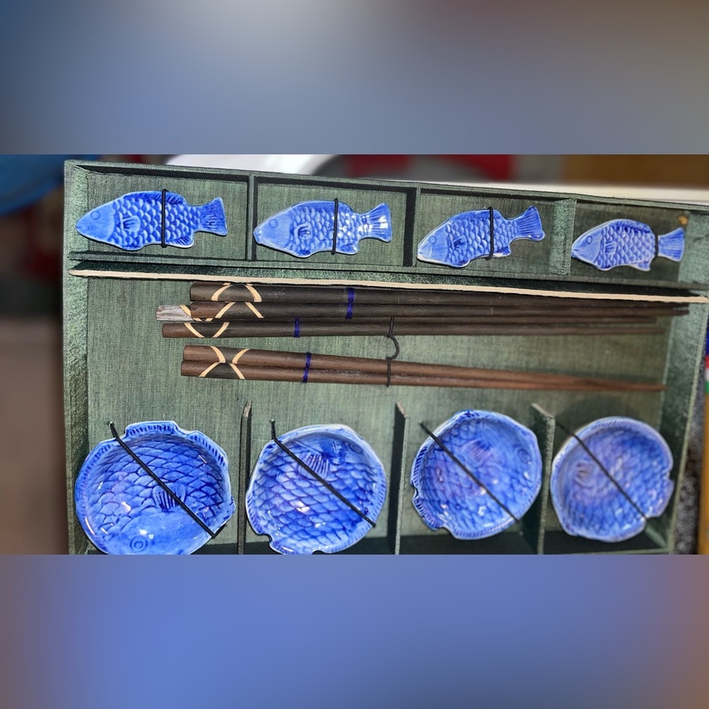 Vintage Handcrafted ,Handpainted Glazed Holders & Small Bowls